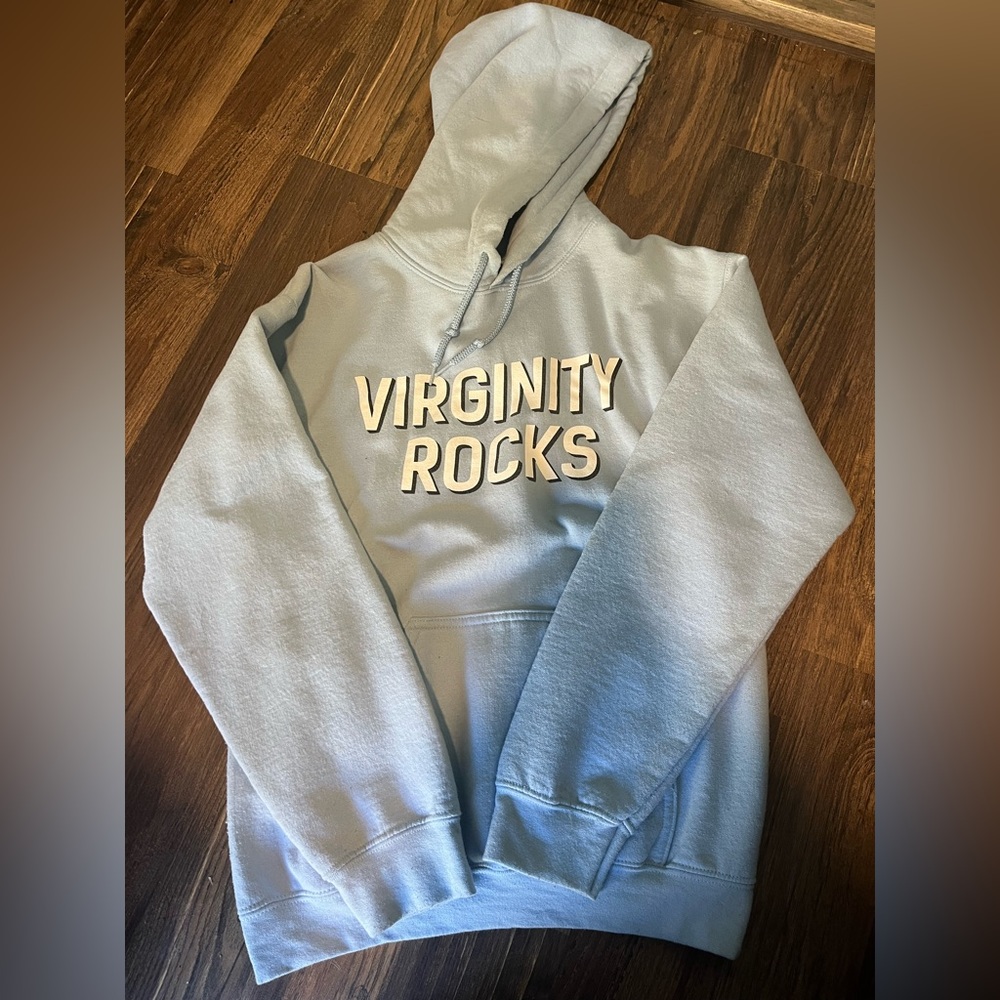 Virginity Rocks blue sweatshirt men’s size S